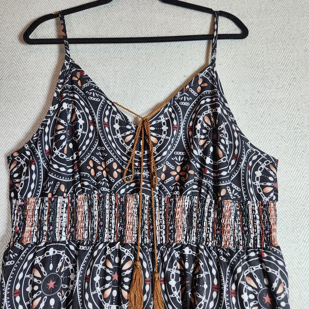 Elegant Spaghetti Strap Maxi Dress Plus Size 4X Rushed Waist And Back Stretchy - Picture 3 of 13